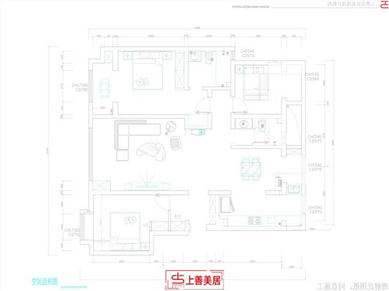 润都荣园140平后现代风格平面布局