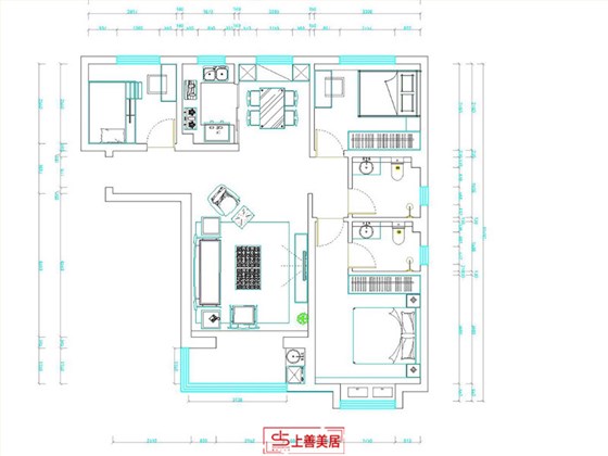 帝华鸿府120平新中式风格户型图