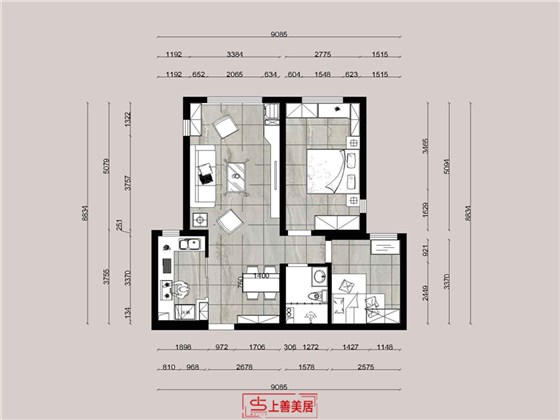 想象国际北区93平现代风格户型图