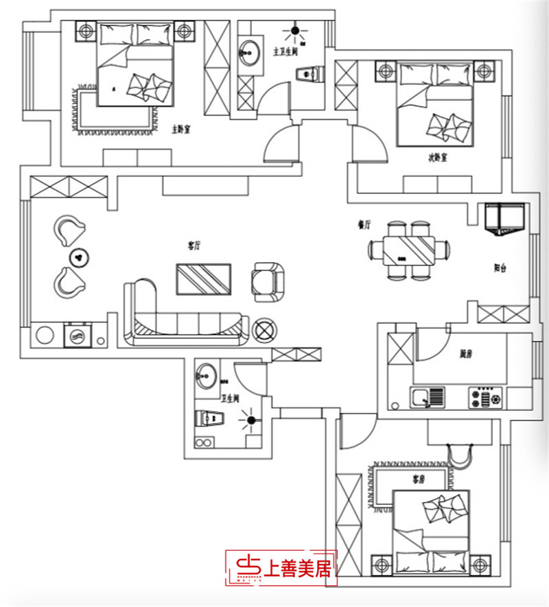 公园城/新中式/130㎡/效果图